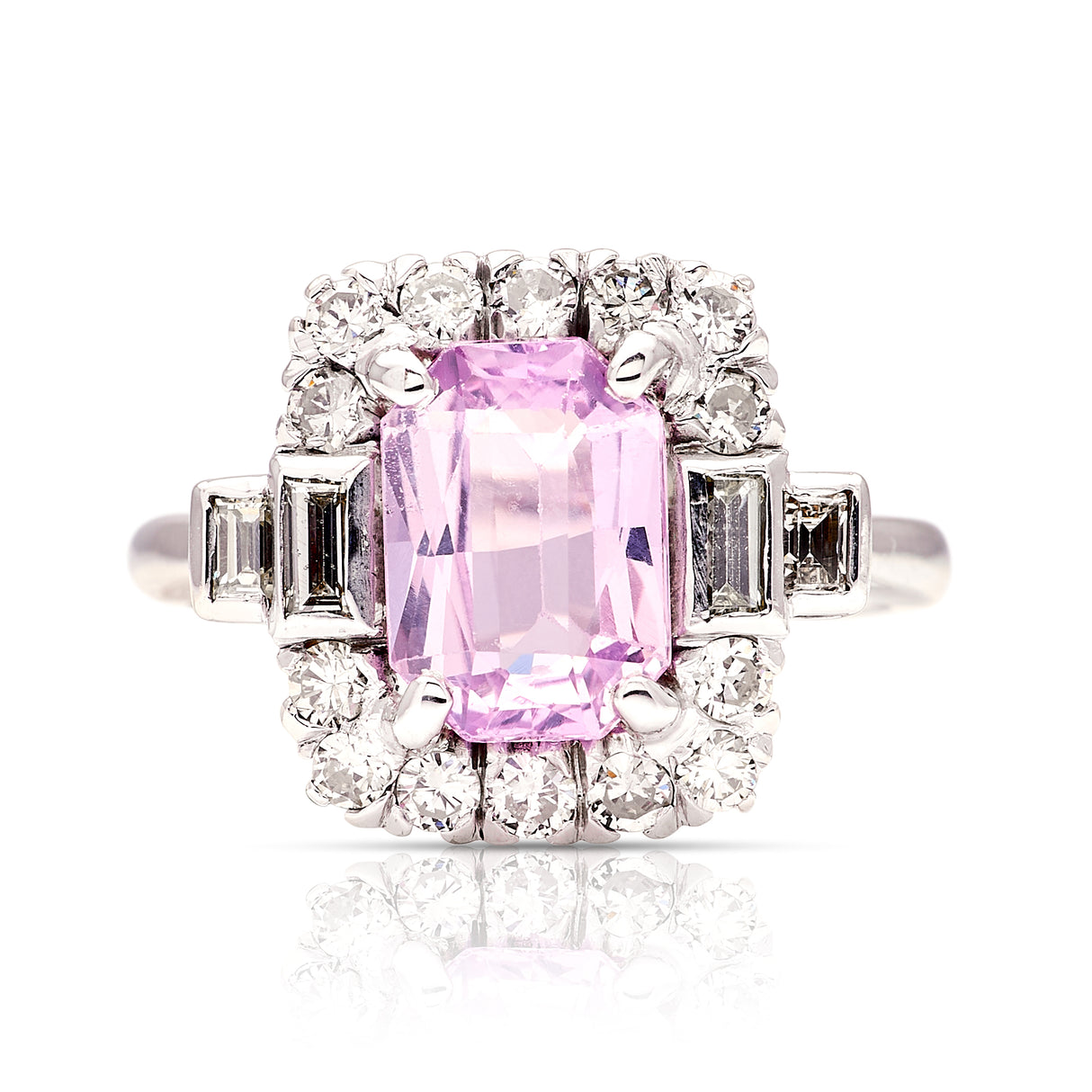 Art Deco, pink sapphire & diamond cluster ring