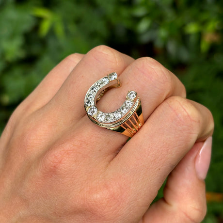 Antique Diamond Horse Shoe Statement Ring