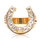 Antique Diamond Horse Shoe Statement Ring front