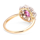 Antique, Edwardian pink sapphire and diamond cluster ring