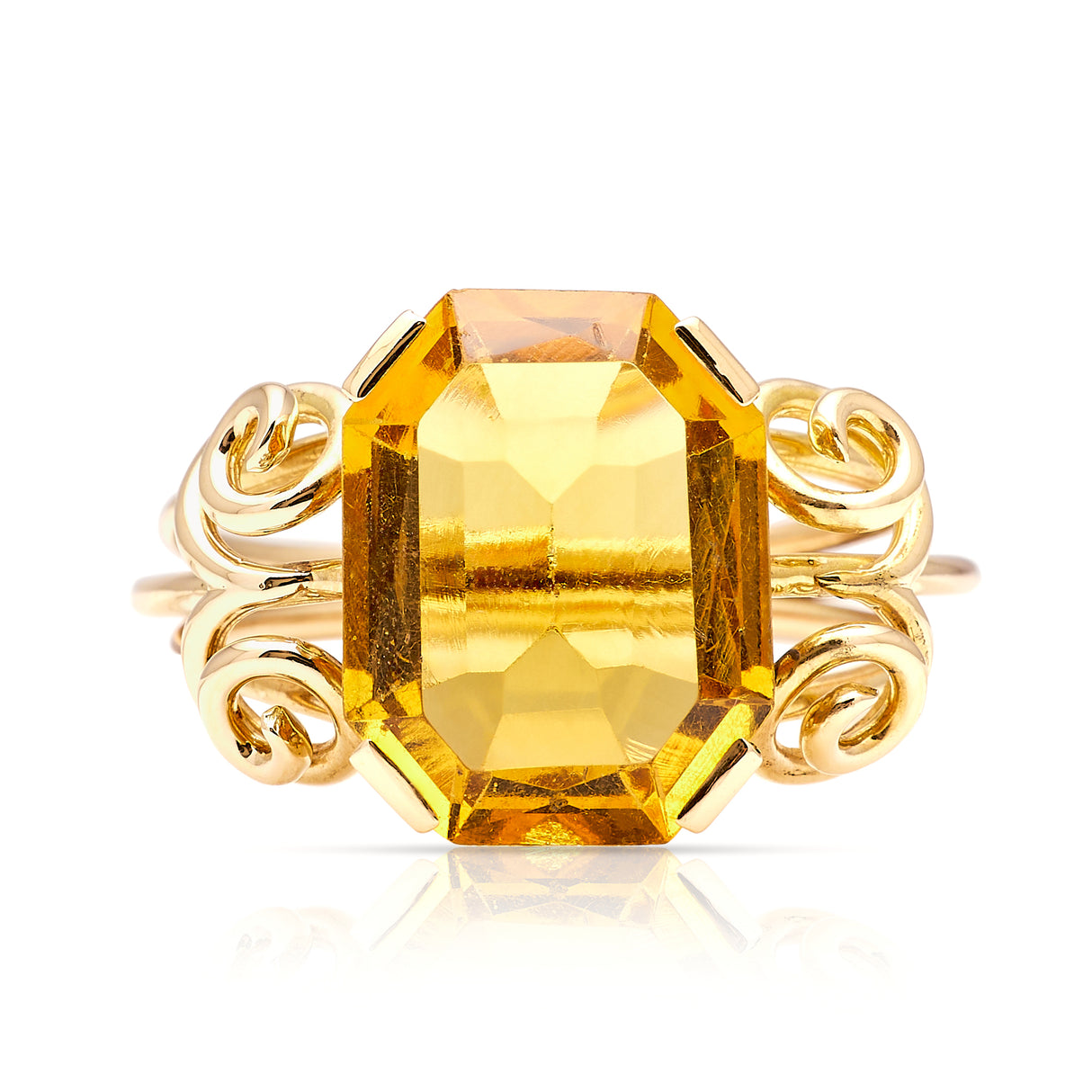 Vintage, 1940s citrine cocktail ring front