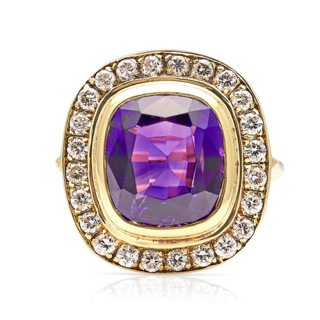 Vintage, 1970s amethyst and diamond cluster ring front