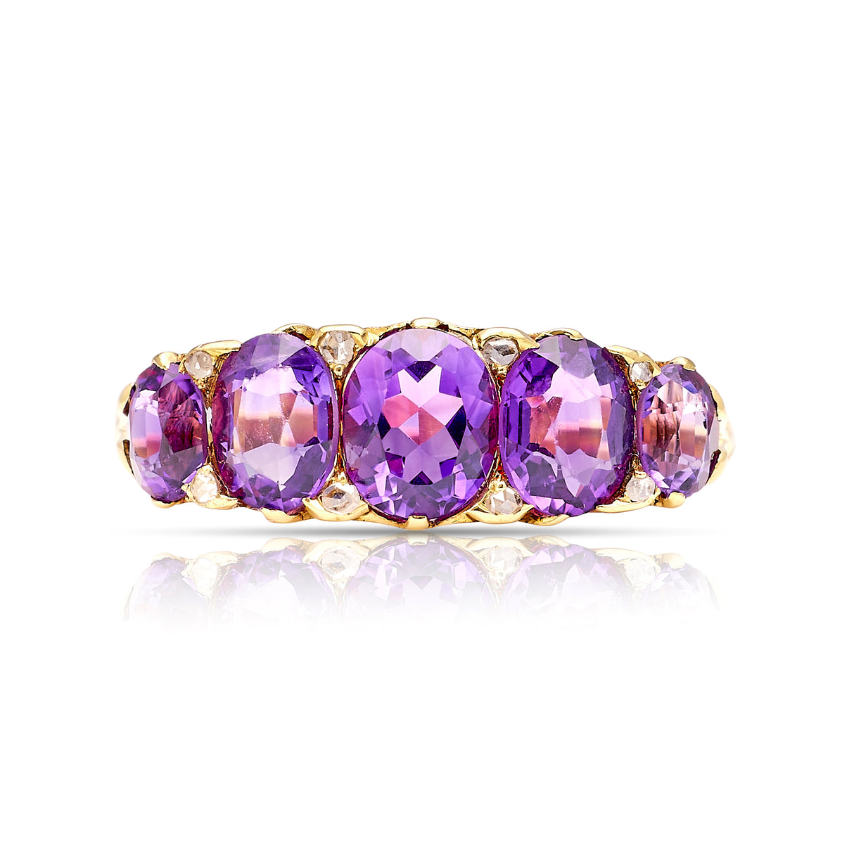 Antique, Victorian five-stone amethyst ring front