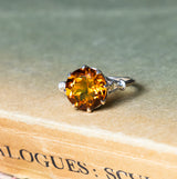 Vintage, 1930s citrine single-stone  ring, silver front