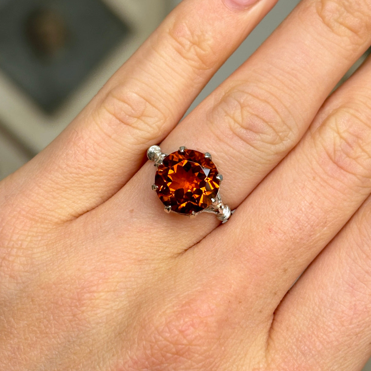 Vintage, 1930s citrine single-stone  ring, silver