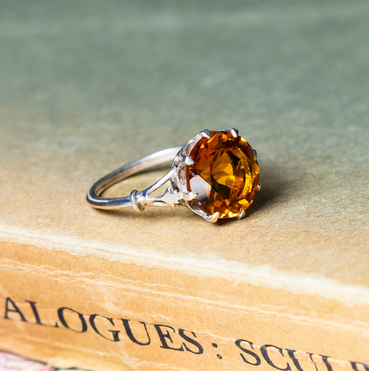 Vintage, 1930s citrine single-stone  ring, silver side