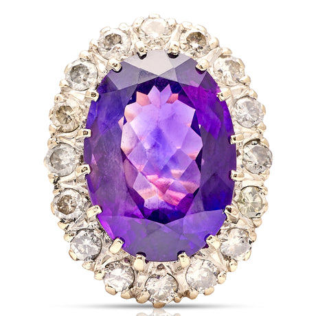 Antique, vintage amethyst & diamond cluster ring front