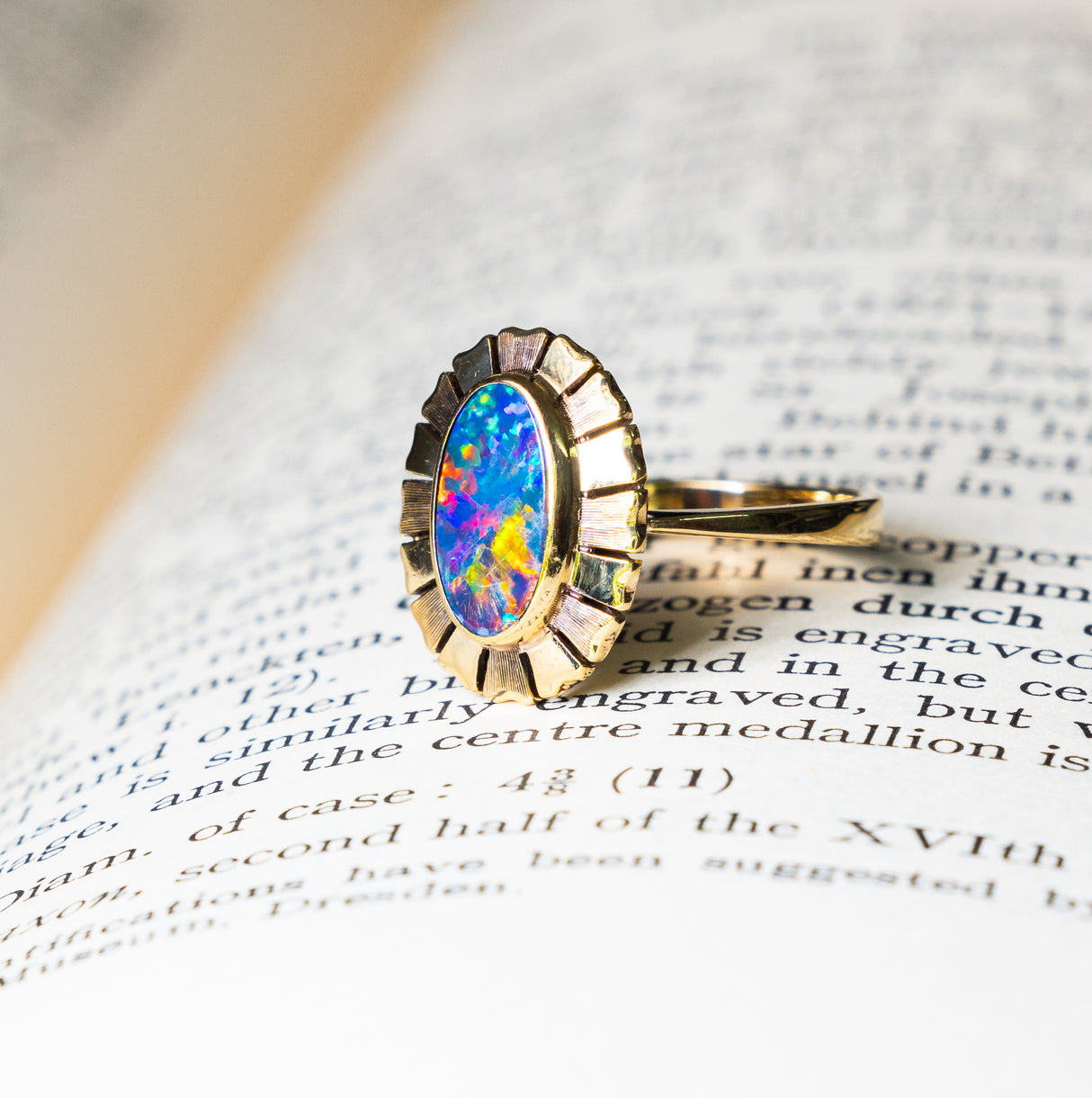 Vintage, 1980s black opal ring side