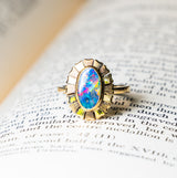 Vintage, 1980s black opal ring front