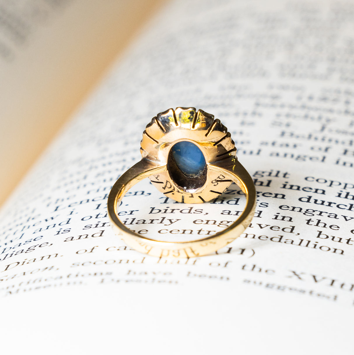 Vintage, 1980s black opal ring back