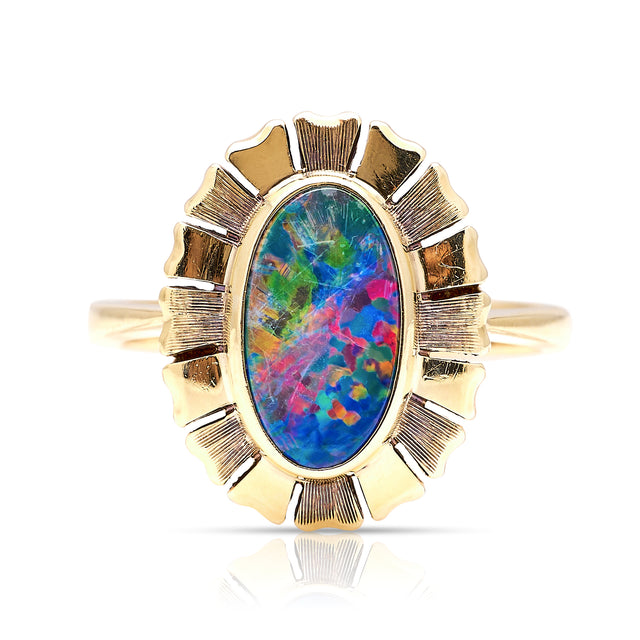 Vintage, 1980s black opal ring