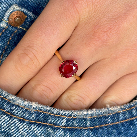 Antique, Edwardian red spinel single-stone ring