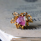 Vintage, 1970s watermelon tourmaline cocktail ring front