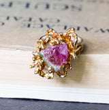 Vintage, 1970s watermelon tourmaline cocktail ring front