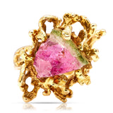 Vintage, 1970s watermelon tourmaline cocktail ring front