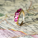 Antique, Victorian Burmese ruby five stone ring front