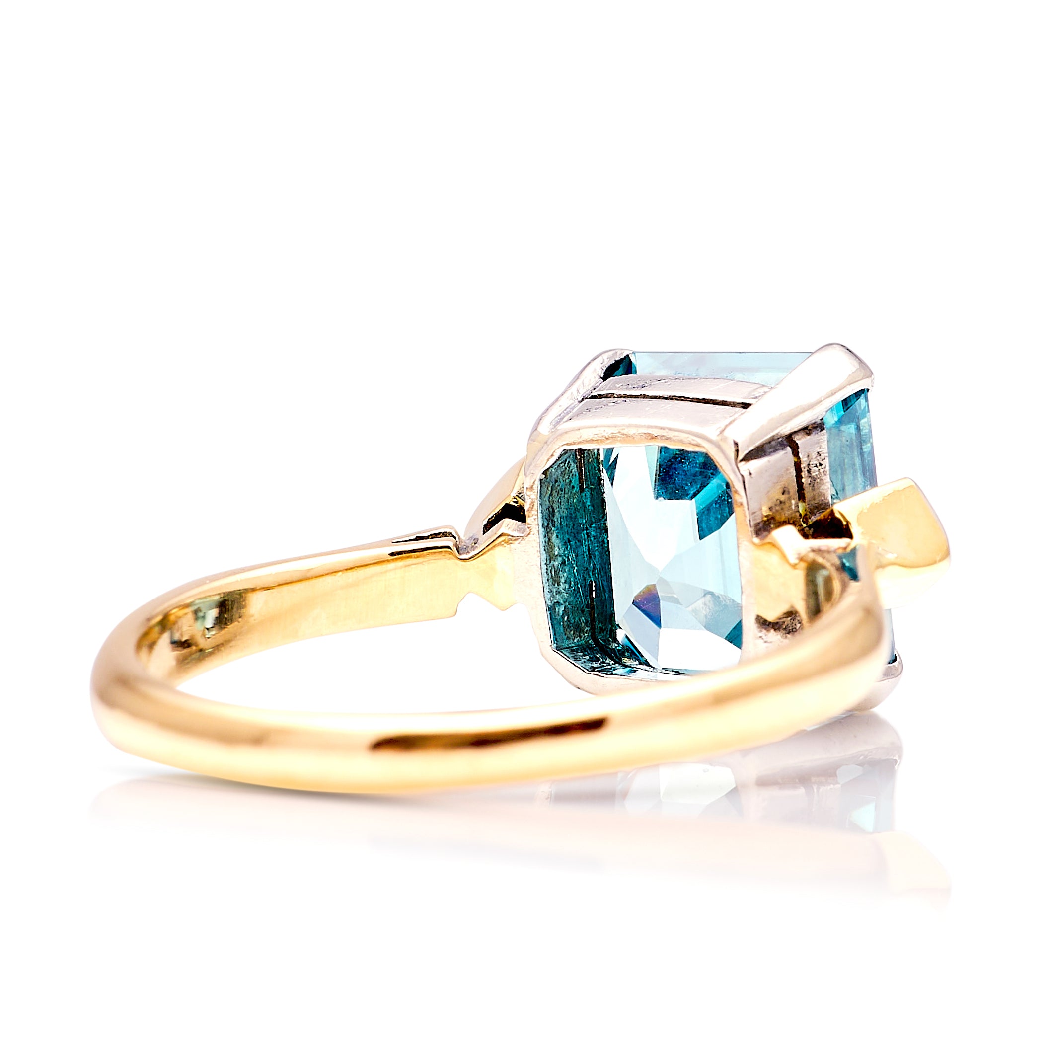 Blue Topaz and Zircon ArtDeco popular Ring