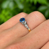 Vintage, 1960s single-stone sapphire ring worn on hand