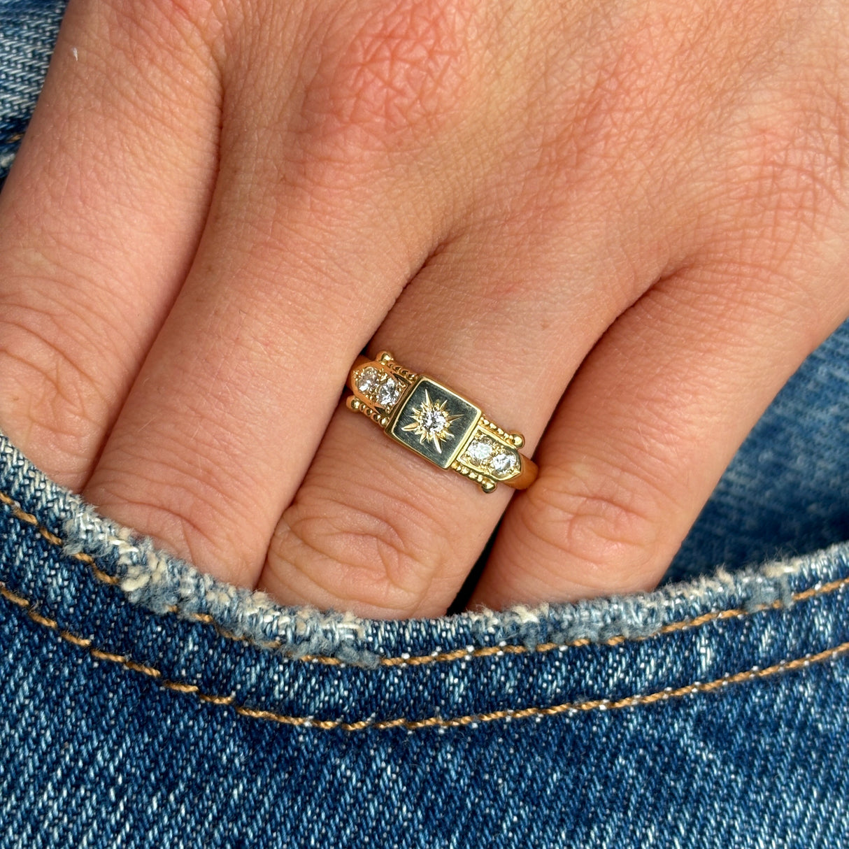 Vintage, 1990s five-stone diamond ring