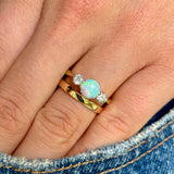 Antique, Edwardian opal and diamond three-stone ring