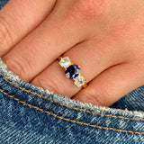 Antique, Edwardian sapphire and diamond three-stone ring