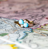 Antique, Edwardian turquoise and diamond ring front