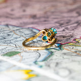 Antique, Edwardian turquoise and diamond ring back