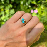 Antique, Edwardian turquoise and diamond ring, 18ct yellow gold