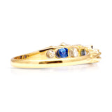 1815-Antique, Edwardian five-stone sapphire & diamond ring back back