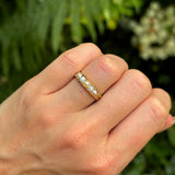 Antique, Victorian pearl & diamond five-stone ring, 18ct yellow gold