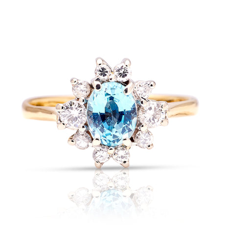 Vintage, 1950s aquamarine & diamond cluster ring front