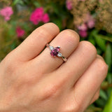 Vintage, 1980s tourmaline & diamond three-stone ring, platinum