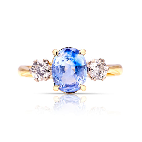 Vintage, 1950s sapphire & diamond three-stone ring front