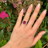 Vintage, 1960s tourmaline & diamond three-stone ring, platinum