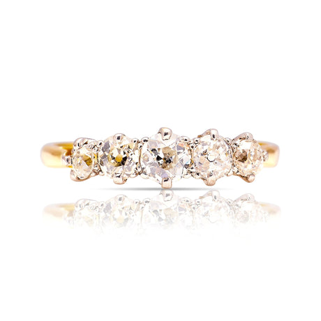 Antique, Edwardian five-stone diamond ring front