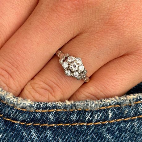 Antique, Edwardian diamond cluster engagement ring