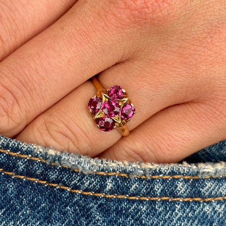 Antique, Victorian garnet five-stone ring