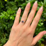 Vintage, sapphire & diamond three-stone ring, 18ct rose gold