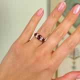 1952-Antique, Victorian garnet & diamond three-stone ring- worn on hand.