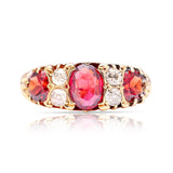 Antique, Victorian garnet & diamond three-stone ring front