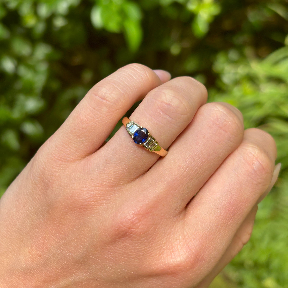 Vintage, sapphire & diamond engagement ring, 18ct yellow gold