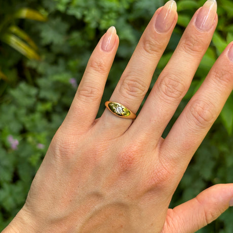 Antique, Victorian diamond gypsy ring, 18ct yellow gold