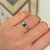 Antique, Edwardian emerald & diamond three-stone ring