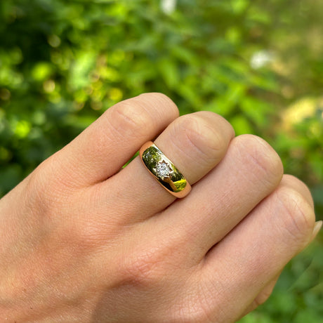 Antique, Edwardian diamond gypsy ring, 18ct yellow gold