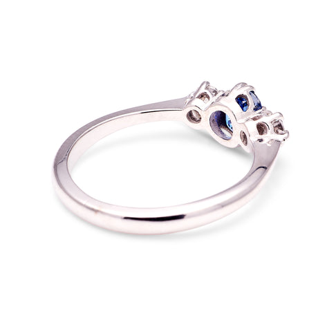 Vintage, 1990s sapphire & diamond three-stone ring back