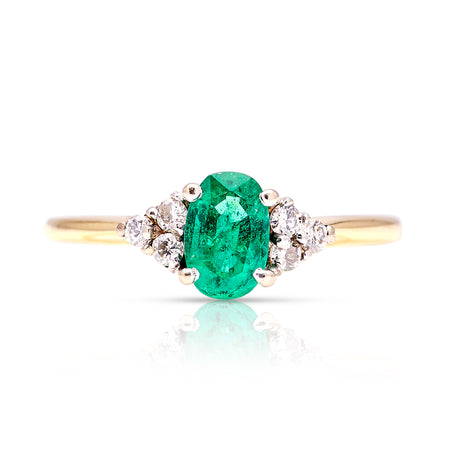 Vintage, 1970s emerald & diamond ring front