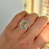 Vintage, 1980s yellow sapphire & diamond cluster