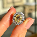 Vintage, 1980s yellow sapphire & diamond cluster