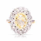 Vintage, 1980s yellow sapphire & diamond cluster