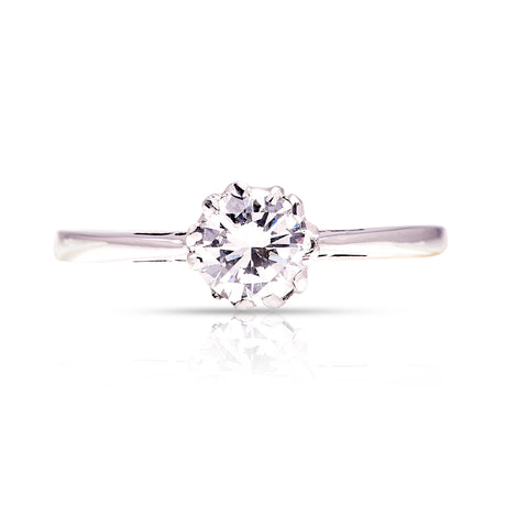 Vintage, Art Deco solitaire diamond ring front